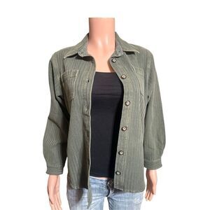 Pulp long sleeve button-up barn green short shirt jacket S